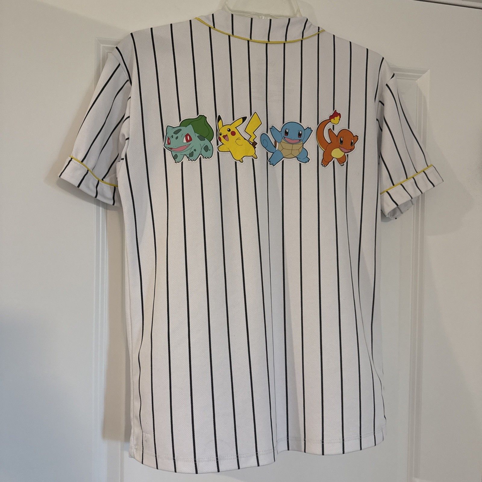 Pokemon Pikachu Baseball Jersey Shirt Anime Nintendo Pinstripe Jersey Youth Xl